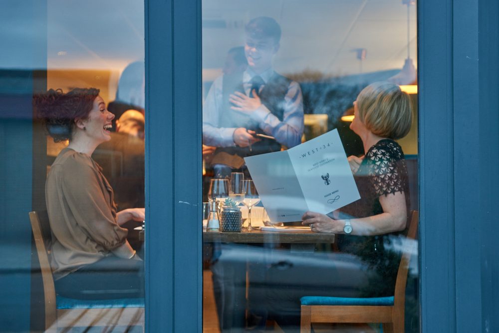 Food & Drink: Diners enjoy dinner with a window view at West 34