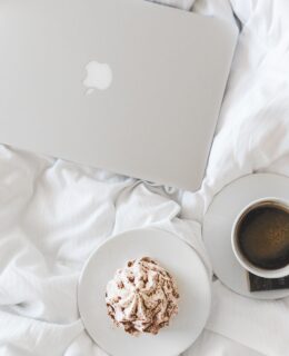 laptop, coffee & cake
