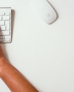 home office, person typing on keyboard