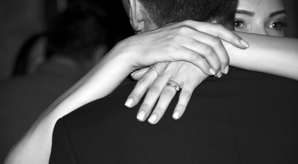 couple pictured in black & white