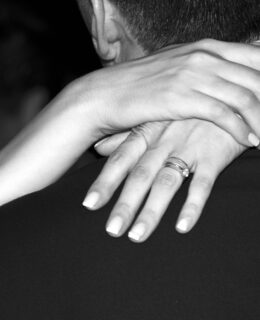 couple pictured in black & white