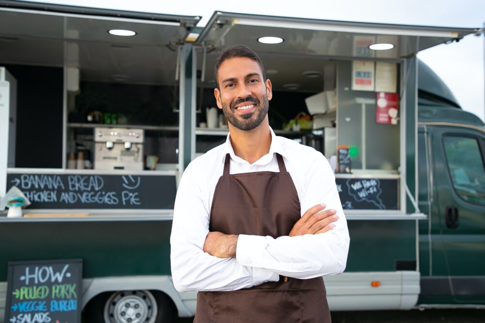 man with food van